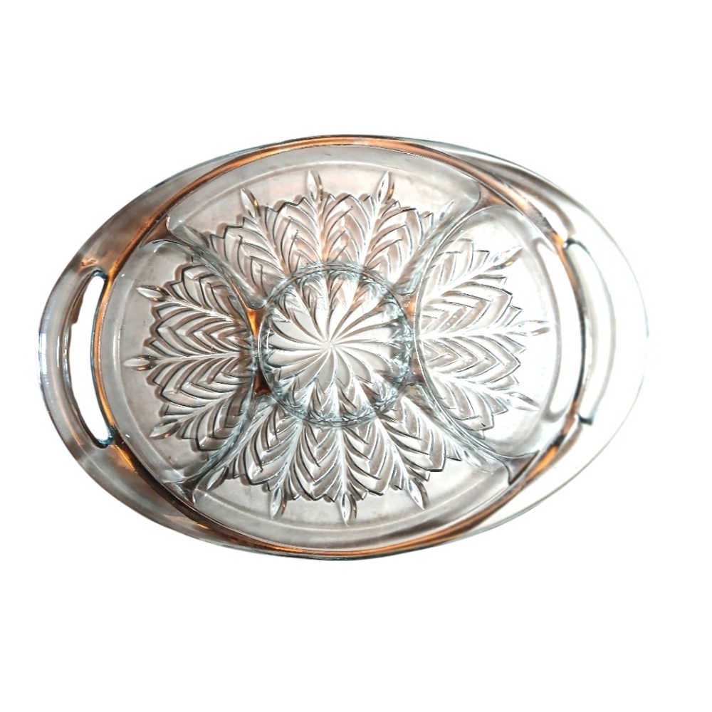 Vintage Divided Glass Serving Tray